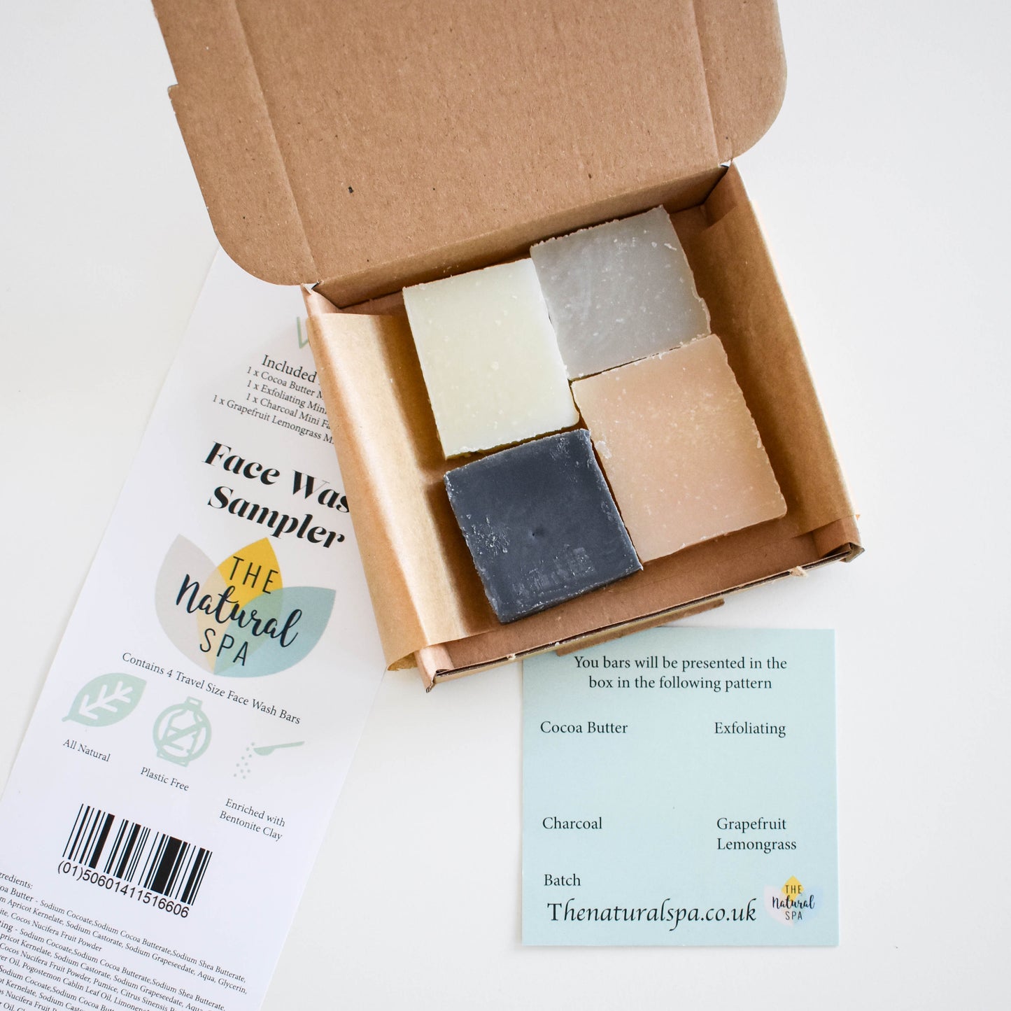Letter-Sized Sampler Box, 4xMini Face Wash Bars