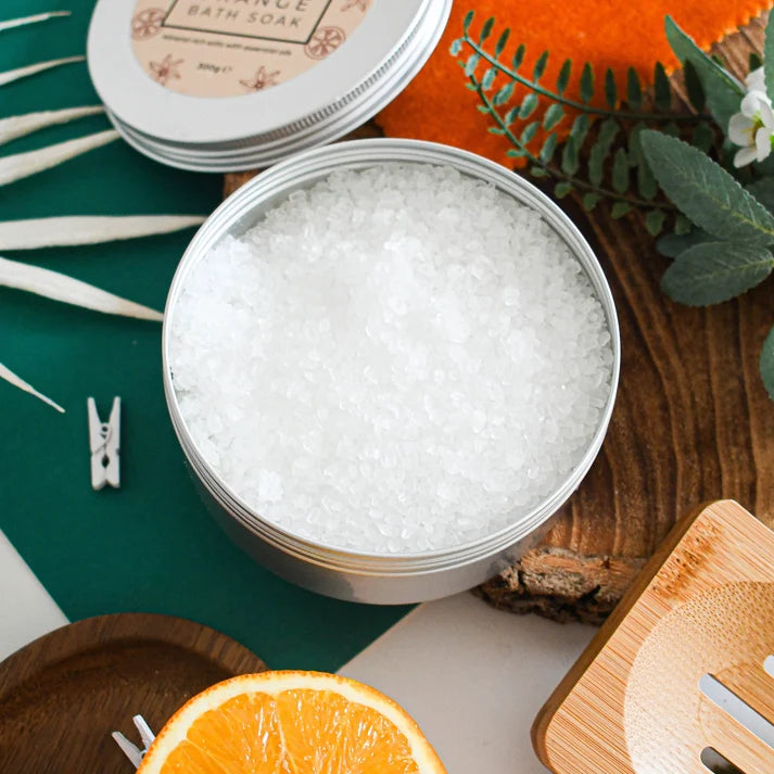 Spiced Orange Bath Soak | Natural Mineral Bath Salts Tin | 300G
