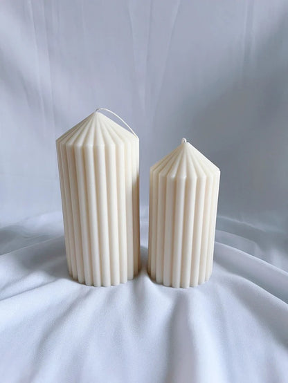 Ribbed Pillar Candles, CREAM