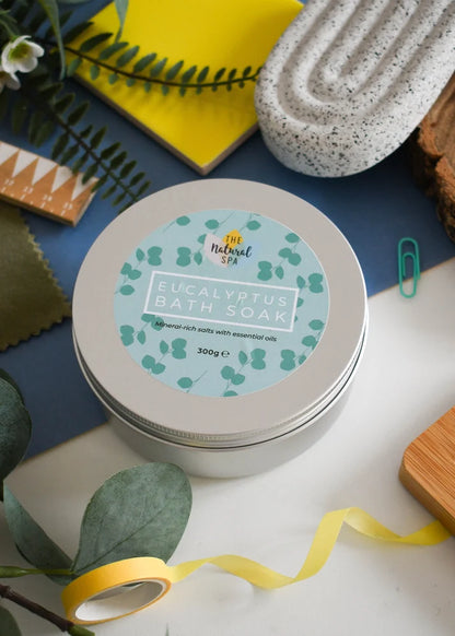 Eucalyptus Bath Soak | Natural Mineral Bath Salts Tin | 300G