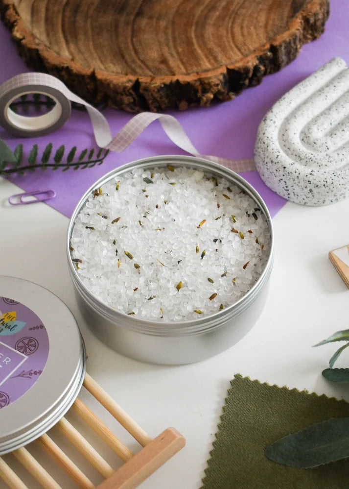 Lavender Lime Bath Soak | Natural Mineral Bath Salts Tin | 300G