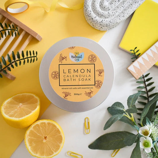 Lemon Calendula Bath Soak | Natural Mineral Bath Salts Tin | 300G